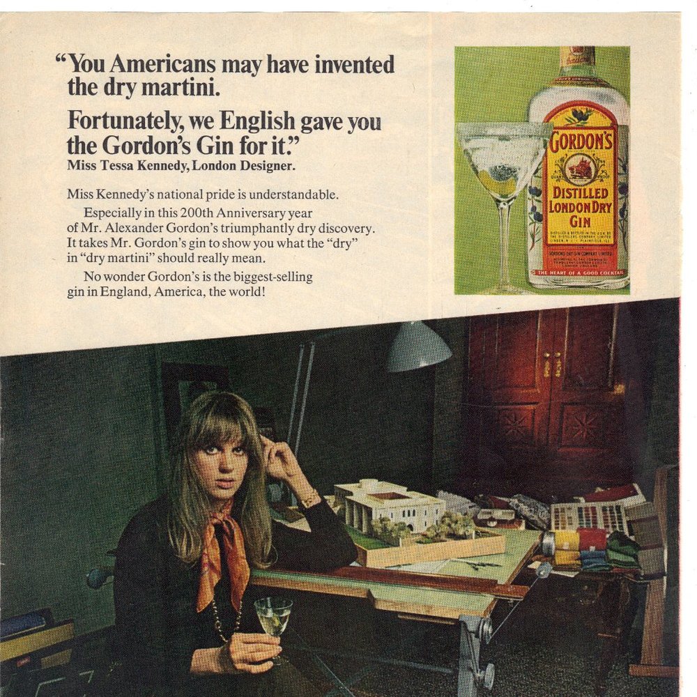 Vintage 1968 Gordon's Distilled Gin and American Railroads Print Ad PA288